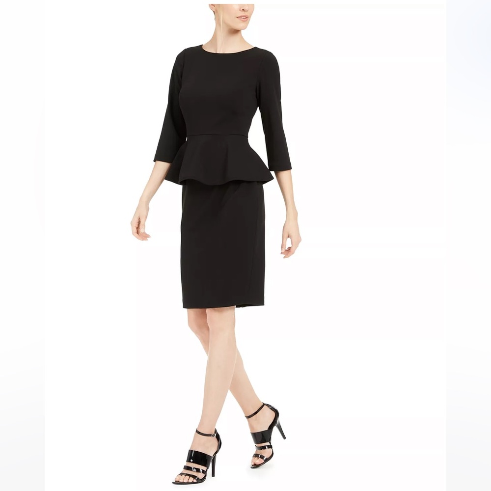 Calvin Klein Peplum Sheath Dress. Black, size 8. Excellent Condition.